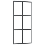 Sliding Door with Hardware Set Black 90x205 cm ESG Glass 3375845