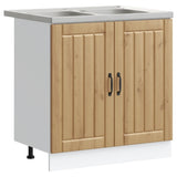 Kitchen Cabinet with Door Lucca 2 pcs Brown 80 x 46 x 81.5 cm 3315020