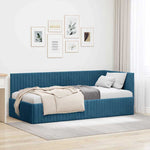 Corner Bed Frame with Headboard Blue 90 x 200 cm Velvet 42016265