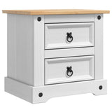 Bedside Table Corona White 53 x 39 x 47 cm Solid Pine Wood 42021188