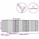 Dog Cage Silver 600 x 200 x 200 cm Galvanised Steel 3368307