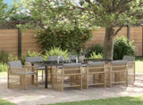 Garden Dining Set 9 pcs Beige Poly Rattan 3380796