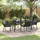 Garden Dining Set 5 pcs Black Powder-Coated Steel 3379320