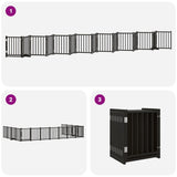 Dog Gate with Door Foldable 15 Panels Black 750 cm Poplar Wood 3155711