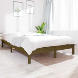 Bed Frame Honey Brown Solid Pine Wood Double Durable Bed Frame 820589