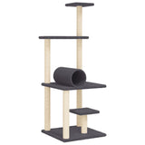 Cat Tree with Sisal Scratching Posts Dark Grey 136 cm 172093
