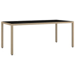 Garden Table with Glass Top Beige Poly Rattan&Tempered Glass 319556