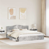 Storage Bed Concrete Grey 200 x 200 cm Engineered Wood 3413064