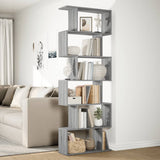 Room Divider Bookcase 6-Tier Grey Sonoma 70x24x193 cm Engineered Wood 858089
