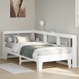 Bookcase Bed without Mattress White 90x200cm Solid Wood Pine 3324548