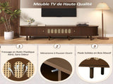 180*40*40cm Oval TV Stand in Dark Walnut, Rattan Design - MDF Design, 30 kg Load Capacity, Roll-Up N605P439647N