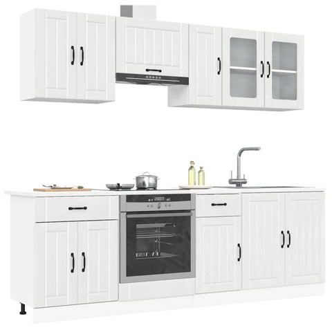 ZNTS 8 Piece Kitchen Cabinet Set Kalmar High Gloss White Engineered Wood 3314833