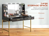 Dressing Table Set, with Storage and Stool - Black T3398P378117