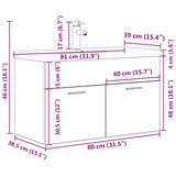 Bathroom Sink Cabinet with Built-in Basin and Faucet Concrete Grey 3324890