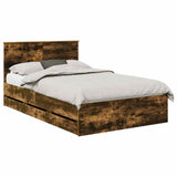 Bed Frame with Drawer Smoked Oak 120 x 190 cm Engineer Wood 3408002