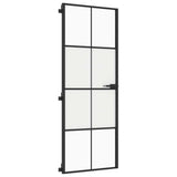Interior Door Slim Black 76x201.5 cm Tempered Glass and Aluminium 155124