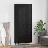 Highboard with Drawer 2 pcs Black oak Engineered Wood and Glass 3416092