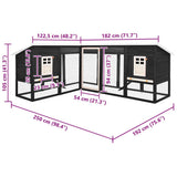 Outdoor Rabbit Hutch with Run Grey and White Solid Fir Wood 170873