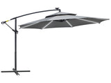 3 Cantilever Banana Parasol Hanging Umbrella with Double Roof, LED Solar lights, Crank, 8 Sturdy T3398P315451