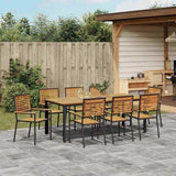 Garden Dining Set 9 pcs Black Poly Rattan 3365508