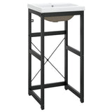 Bathroom Washbasin Frame with Built-in Basin Black Iron 3101388