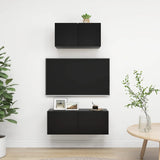 2 Piece TV Cabinet Set Black Engineered Wood 3078805