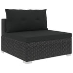 6 Piece Garden Lounge Set with Cushions Poly Rattan Black 46745