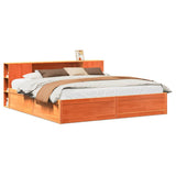 Bed Frame without Mattress Wax Brown 200x200 cm Solid Wood Pine 3323406