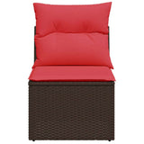Garden Sofa with Cushion 3 pcs Brown Poly rattan 366238
