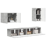 TV Wall Cabinet Set 4 pcs Concrete Grey Engineered Wood 3408937