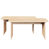 Coffee Table 2 pcs Natural Solid pine wood 873523