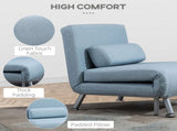 Linen Chair Bed, 3-in-1 Convertible Sleeper Chair with Adjustable Backrest, Pillow, for Living Room, T3398P329600