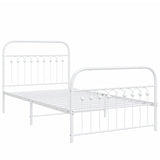 Metal Bed Frame without Mattress with Footboard White 100x190cm 376661