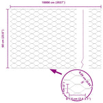 Hexagon Fence Green 0.6 x 100 m Steel 42005452