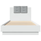 Bed Frame with Headboard White 90x200 cm Engineered Wood 3209940