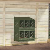 ZNTS Chicken Nesting Box with 6 Compartments Olive Green Metal 864351