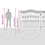 Fence Gate with Spear Top with Lock Grey 404 x 175 cm Steel 42009051
