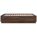 Bed Frame with LED without Mattress Brown Oak 120x190 cm Small Double 3209659