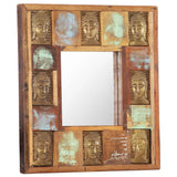 Mirror with Buddha Cladding 50x50 cm Solid Reclaimed Wood 321813
