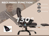 6-Point Massage Office Chair, PU Leather Desk Chair with Adjustable Height and Footrest for Home T3398P328211