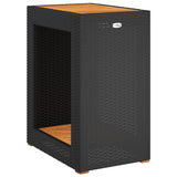 Garden Side Table with Wooden Top Black 60x40x75 cm Poly Rattan 366303