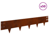 Lawn Edging 50 pcs 100 x 20 cm Steel Rusty 8008601