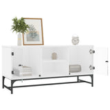 TV Cabinet with Glass Doors White 102x37x50 cm 836532