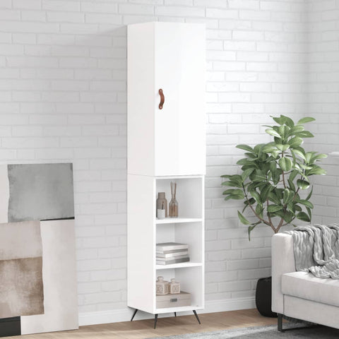 Highboard High Gloss White 34.5x34x180 cm Engineered Wood 3198955