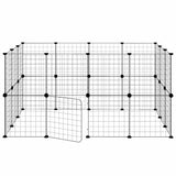 28-Panel Pet Cage with Door Black 35x35 cm Steel 3114038