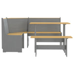 3 Piece Dining Set REINE Honey Brown and Grey Solid Wood Pine 3096569