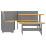 3 Piece Dining Set REINE Honey Brown and Grey Solid Wood Pine 3096569