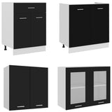 ZNTS 4 Piece Kitchen Cabinet Set Black Engineered Wood 3067656