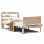 ZNTS Bed Frame with Headboard without Mattress 90x190 cm Single 3306813