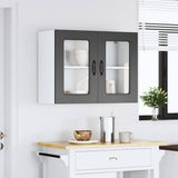 Kitchen Wall Cabinet with Glass Door Kalmar Black Engineered Wood 853608